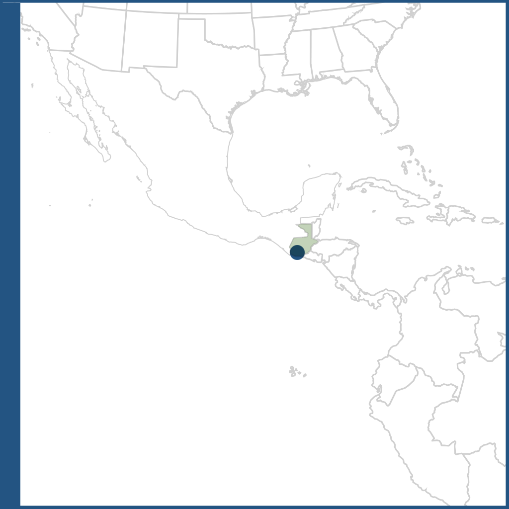 Map of Central America showing the location of the Monterrico-Hawaii Corridor in the Guatemalan Pacific Coast.